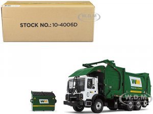 Mack TerraPro Waste Management Refuse Garbage Truck with Heil Half/Pack Freedom Front End Loader and CNG Tailgate White and Green with Garbage Bin