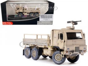 M1083 MTV (Medium Tactical Vehicle) Armored Cab Cargo Truck with Turret Desert Camouflage US Army Armor Premium Series 1/72