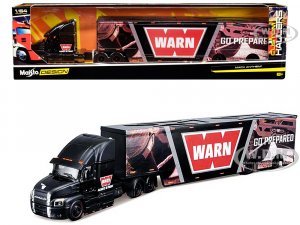 Mack Anthem Enclosed Car Transporter WARN - Go Prepared Black with Graphics Custom Haulers Series