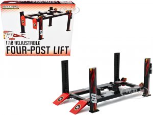 Adjustable Four Post Lift Red and Black with Flames Gone in 60 Seconds (2000) Movie for  Scale