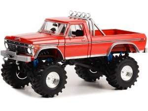 1974 Ford F-250 Monster Truck with 48-Inch Tires Red Godzilla Kings of Crunch Series