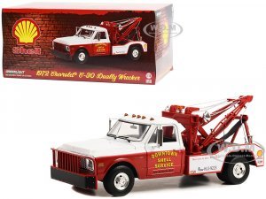 1972 Chevrolet C-30 Dually Wrecker Tow Truck Downtown Shell Service - Service is Our Business White and Red