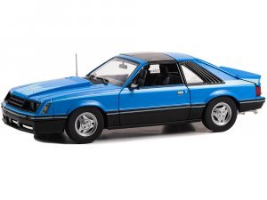 1981 Ford Mustang Cobra T-Top - Medium Blue with Light Blue Cobra Hood Graphics and Stripe Treatment