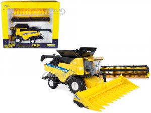 New Holland CR8.90 Combine Yellow with Corn Head and Draper Head New Holland Agriculture Series