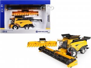 New Holland CR9.90 Combine Yellow with Corn Head and Draper Head Prestige Collection