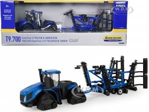 New Holland T9.700 SmartTrax II Tractor Blue with Tandem Disk Set of 2 pieces
