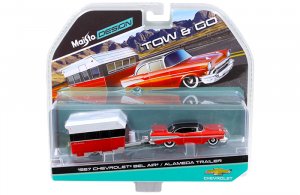 1957 Chevrolet Bel Air with Alameda Trailer Red Tow & Go