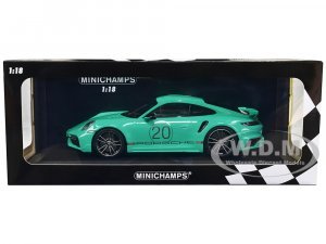 2021 Porsche 911 Turbo S with SportDesign Package #20 Green with Silver Stripes