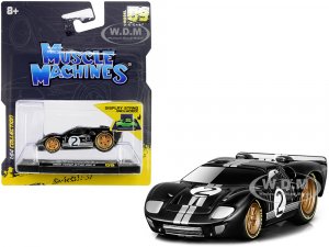 1966 Ford GT40 MKII #2 Black with Silver Stripes and Gold Wheels