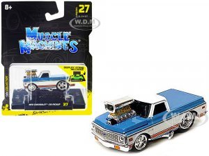 1972 Chevrolet C10 Pickup Truck Blue and White with Stripes