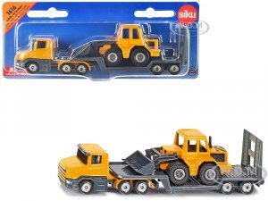 Truck with Low Loader Trailer and Front Loader Yellow