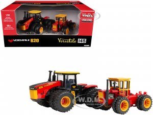 Versatile 620 Tractor Black and Red with Yellow Top and Versatile 145 Tractor Red with Yellow Cabin Set of 2 Tractors Prestige Collection