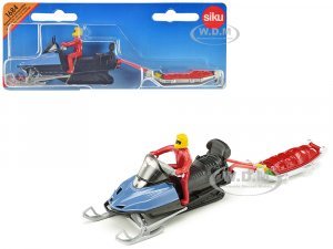 Snow Mobile Blue with Rescue Sledge and 2 Figures