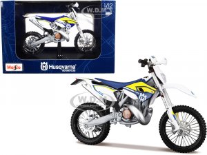 Husqvarna FE 501 White and Blue with Yellow Stripes with Plastic Display Stand