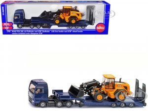 MAN Truck Blue Metallic with Low Loader Trailer and JCB 457 Wheel Loader Yellow 7 (HO)