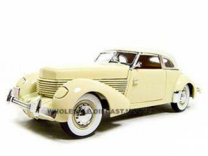 1936 Cord 810 Coupe Yellow with Cream Top and Red Interior