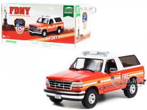 1996 Ford Bronco Police Red and White FDNY (The Official Fire Department the City of New York) Artisan Collection