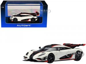 Koenigsegg One:1 Pebble White with Carbon and Red Stripes