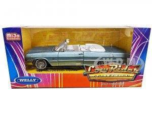 1963 Chevrolet Impala Convertible Lowrider Light Blue Metallic with White Interior Low Rider Collection