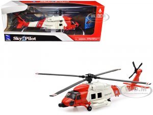 Sikorsky HH-60J Jayhawk Helicopter Red and White United States Coast Guard Sky Pilot Series 1 60