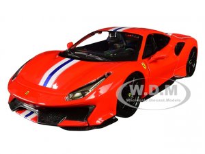 Ferrari 488 Pista Red with White and Blue Stripes