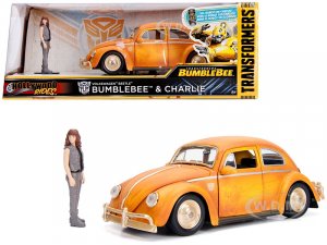 Volkswagen Beetle Weathered Yellow with Robot on Chassis and Charlie