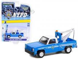 1987 GMC Sierra K2500 Tow Truck with Drop in Tow Hook Blue with White Top New York City Police Dept (NYPD) Hobby Exclusive