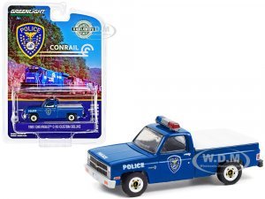 1981 Chevrolet C-10 Custom Deluxe Pickup Truck Blue with White Truck Bed Cover Conrail (Consolidated Rail Corporation) Police Hobby Exclusive