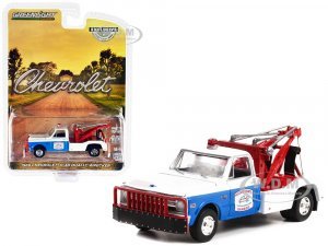 1969 Chevrolet C-30 Dually Wrecker Tow Truck White and Blue Hazzard County Garage Hobby Exclusive