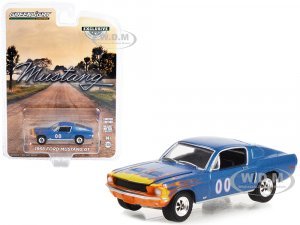 1968 Ford Mustang GT Fastback #00 Blue Metallic with Flames Graphics Hobby Exclusive Series