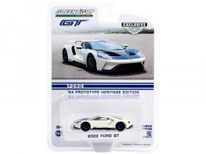 2022 Ford GT 1964 Prototype Heritage Edition White Metallic with Blue Hood and Stripe Hobby Exclusive Series