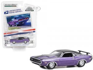 1970 Dodge Challenger R/T Purple Metallic with Matt Black Top USPS (United States Postal Service) 2022 Pony Car Stamp Collection by Artist Tom Fritz Hobby Exclusive Series