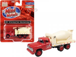 1960 Ford Cement Mixer Truck Morse Sand and Gravel Red and Cream  (HO) Scale Model by Classic Metal Works