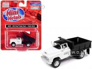 1955 Chevrolet Dump Truck White with Black Top City of Stinnet Public Works 7 (HO) Scale Model by Classic Metal Works