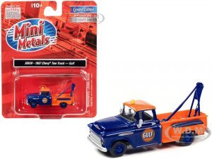1957 Chevrolet Stepside Tow Truck Gulf Blue and Orange 7 (HO) Scale