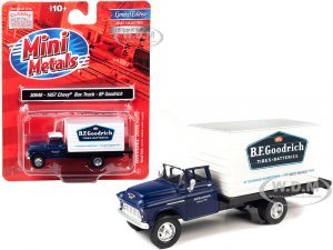 1957 Chevrolet Box Truck Dark Blue with White Top BFGoodrich  (HO) Scale Model by Classic Metal Works