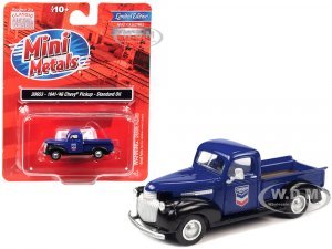 1941-1946 Chevrolet Pickup Truck Blue and Black Standard Oil 7 (HO) Scale Model by Classic Metal Works