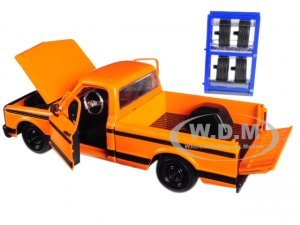 1972 Chevrolet Cheyenne Pickup Truck Orange with Black Stripes and Extra Wheels Just Trucks Series