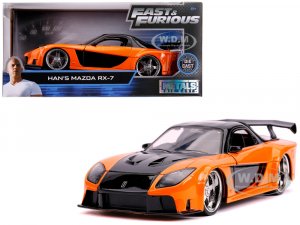 Hans Mazda RX-7 RHD (Right Hand Drive) Orange and Black Fast & Furious Movie