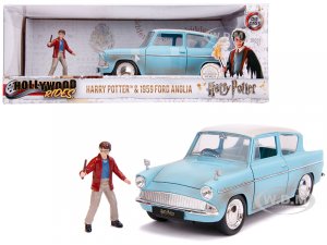 1959 Ford Anglia Light Blue (Weathered) with Harry Potter