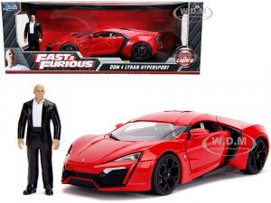 Lykan Hypersport Red with Lights and Dom Figurine Fast & Furious Movie