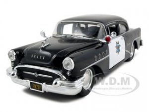 1955 Buick Century Police Car Black and White
