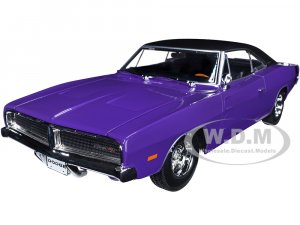 1969 Dodge Charger R/T Purple with Matt Black Top and Black Tail Stripe Special Edition