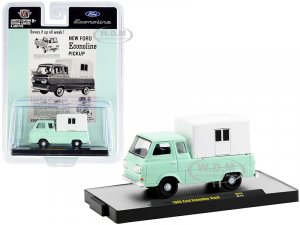 1965 Ford Econoline Pickup Truck with Camper Shell Mint Green and White