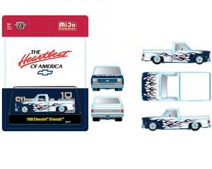 1980 Chevrolet Silverado Pickup Truck White with Blue Flames The Heartbeat of America