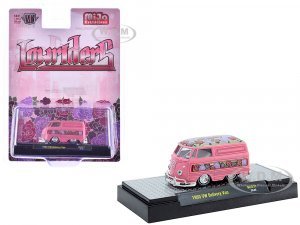 1960 Volkswagen Delivery Van Lowriders Pink Metallic with Flower Print Top and Side Stripes and White Interior