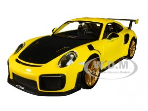 Porsche 911 GT2 RS Yellow with Carbon Hood and Gold Wheels Special Edition
