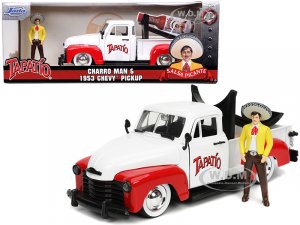 1953 Chevrolet Pickup Truck White and Red with Charro Man