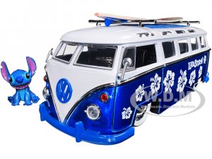 Volkswagen T1 Bus Candy Blue and White with Stitch