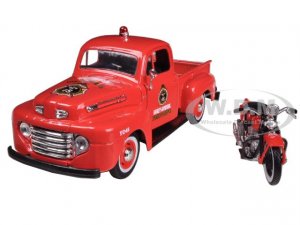 1948 Ford F-1 Pickup Truck Harley Davidson Fire Truck and 1936 El Knucklehead Motorcycle